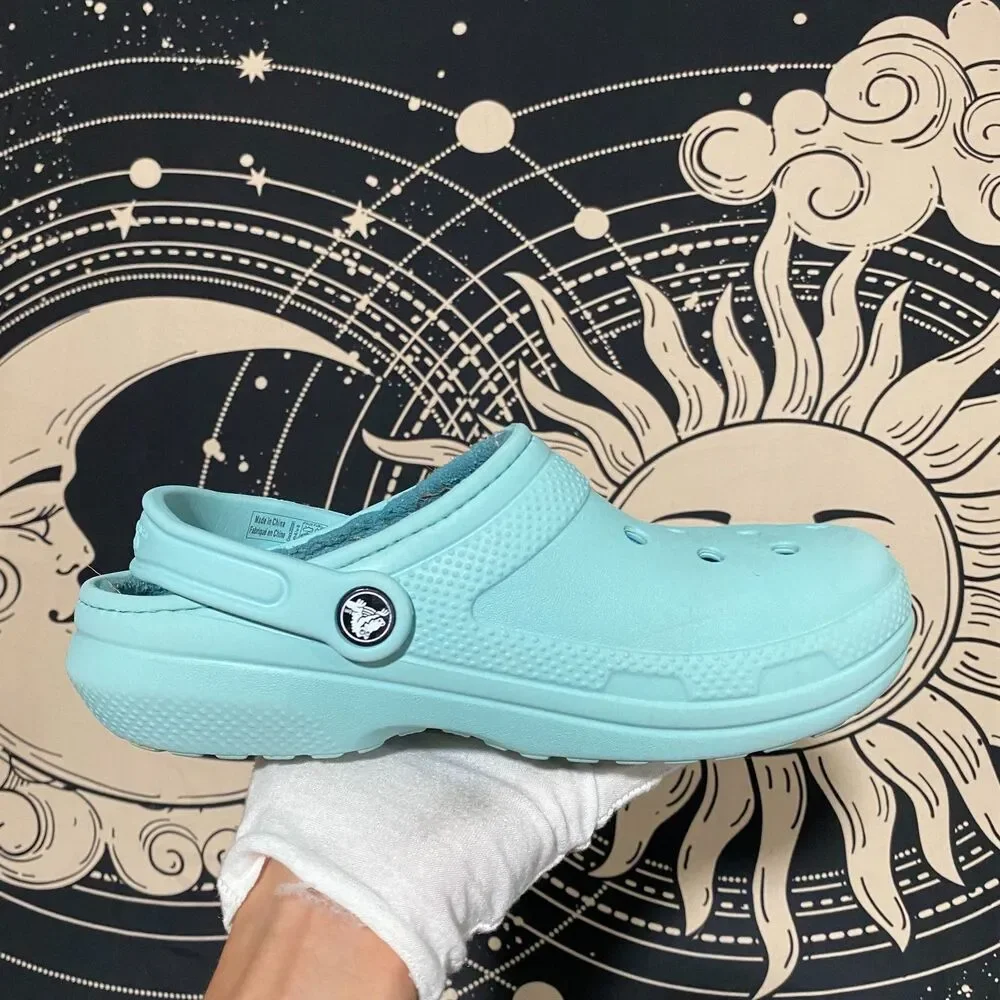 Crocs 203591 Clog Shoe Unisex M4/W6 Blue Slingback Classic Faux Fur Lined Casual